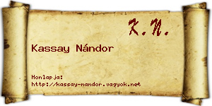 Kassay Nándor névjegykártya